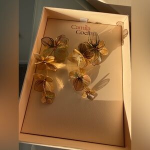 Camila Coelho Gold Floral Dangle Earrings